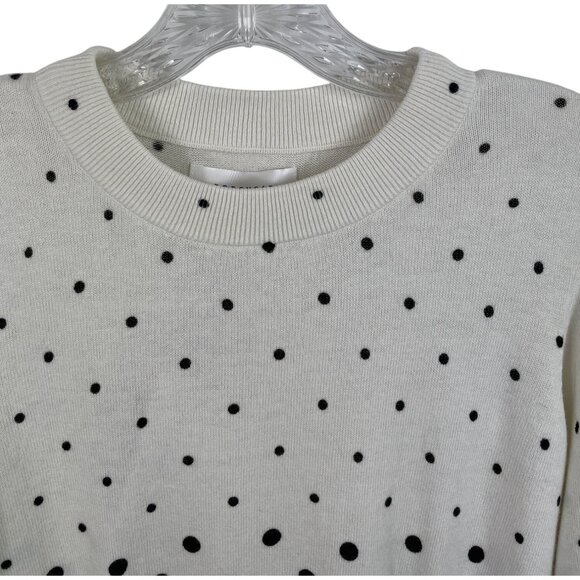 Popsugar White w/Black Polka Dots Long Sleeve Sweater Womens Size Large - Picture 3 of 10